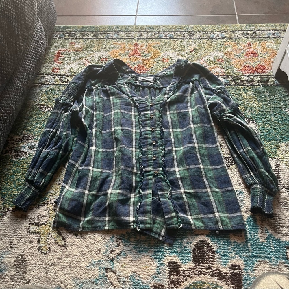 Free people plaid flannel button down blouse - Picture 2 of 8